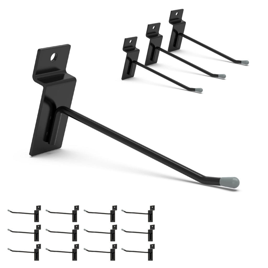 HUHOLE Black Slatwall Hooks 4 Inch, 50PC, Slatwall Accessories, Slat Wall Hooks, Slat Wall Accessories, Load Up to 20lbs 4" Skin Slatwall Hook 50PC