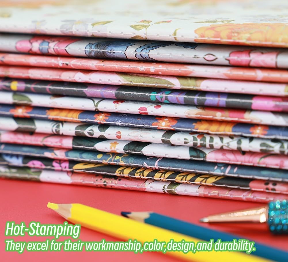 Pack of Journals for Writing A5 Travelers Notebook Bulk Set - 12 Pack with 60 Lined Pages, 30 Sheets, and Embossed Cover in Floral Bliss Pattern (5.75 x 8.35 Inches)