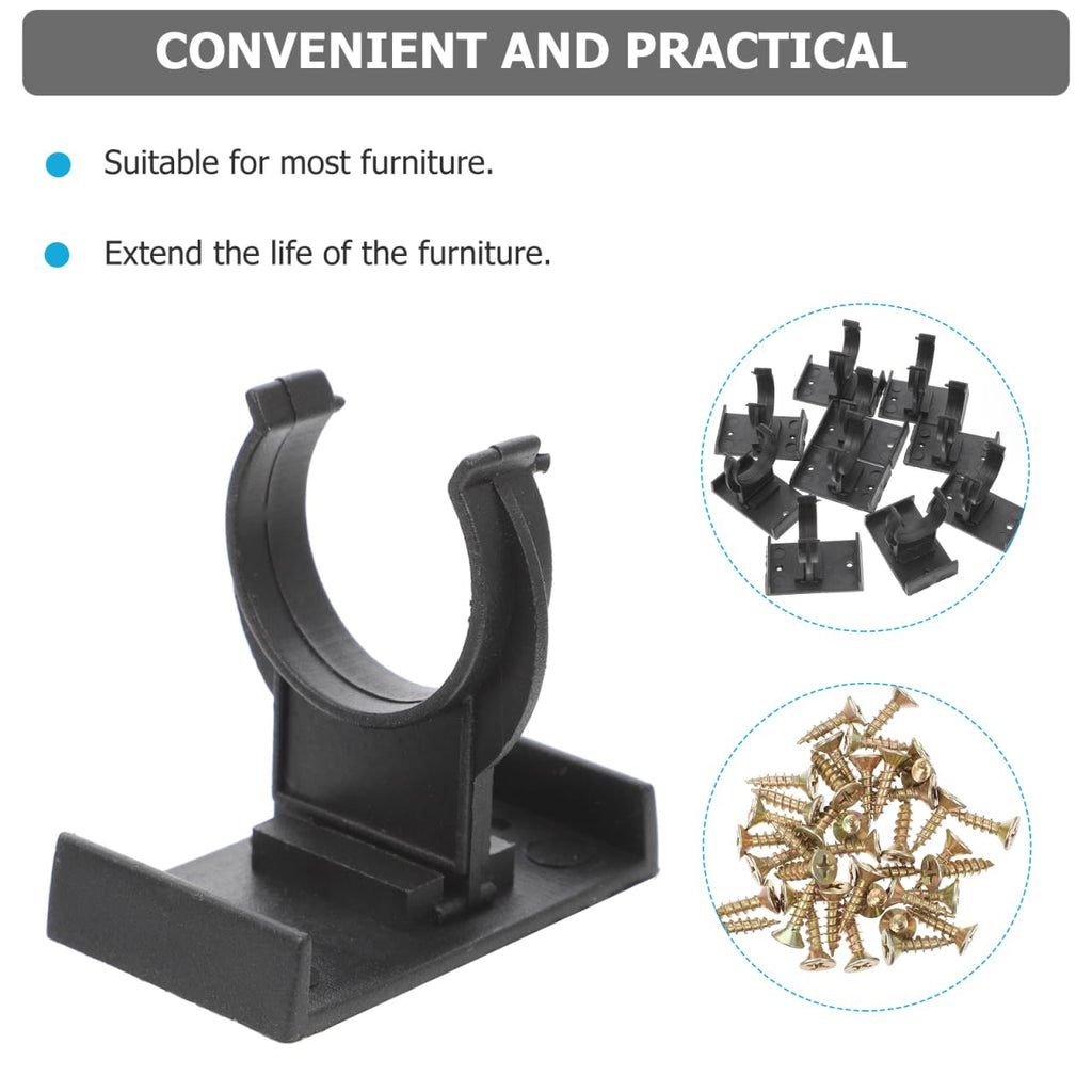 Angoily 10 Sets Cabinet Toe Kick Clips Kitchen Plinth Clips Cabinets Leveler with Screws Table Support for Cabinet Kickboard (Black)