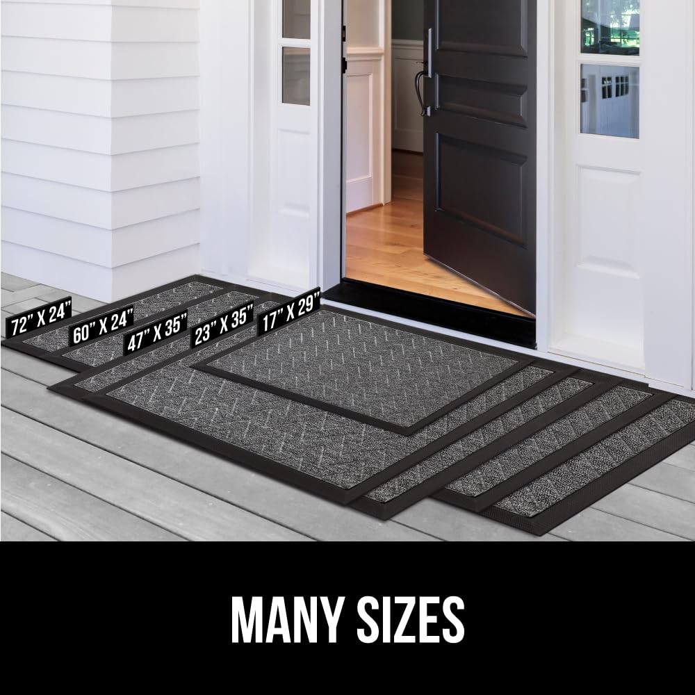 GORILLA GRIP Durable Natural Rubber Door Mat, Waterproof, Low Profile, Heavy Duty Welcome Doormat for Indoor and Outdoor, Easy Clean, Rug Mats for Entry, Patio, Busy Areas, 17x29, Gray Diamond