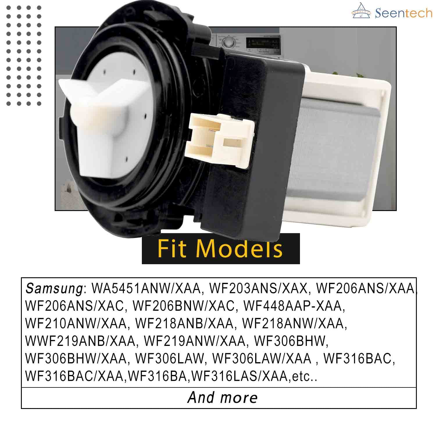 DC31-00054A Washer Drain Pump for Samsung Washing Machines by Seentech - Replaces Part Numbers AP4202690, 1534541, DC31-00016A, PS4204638