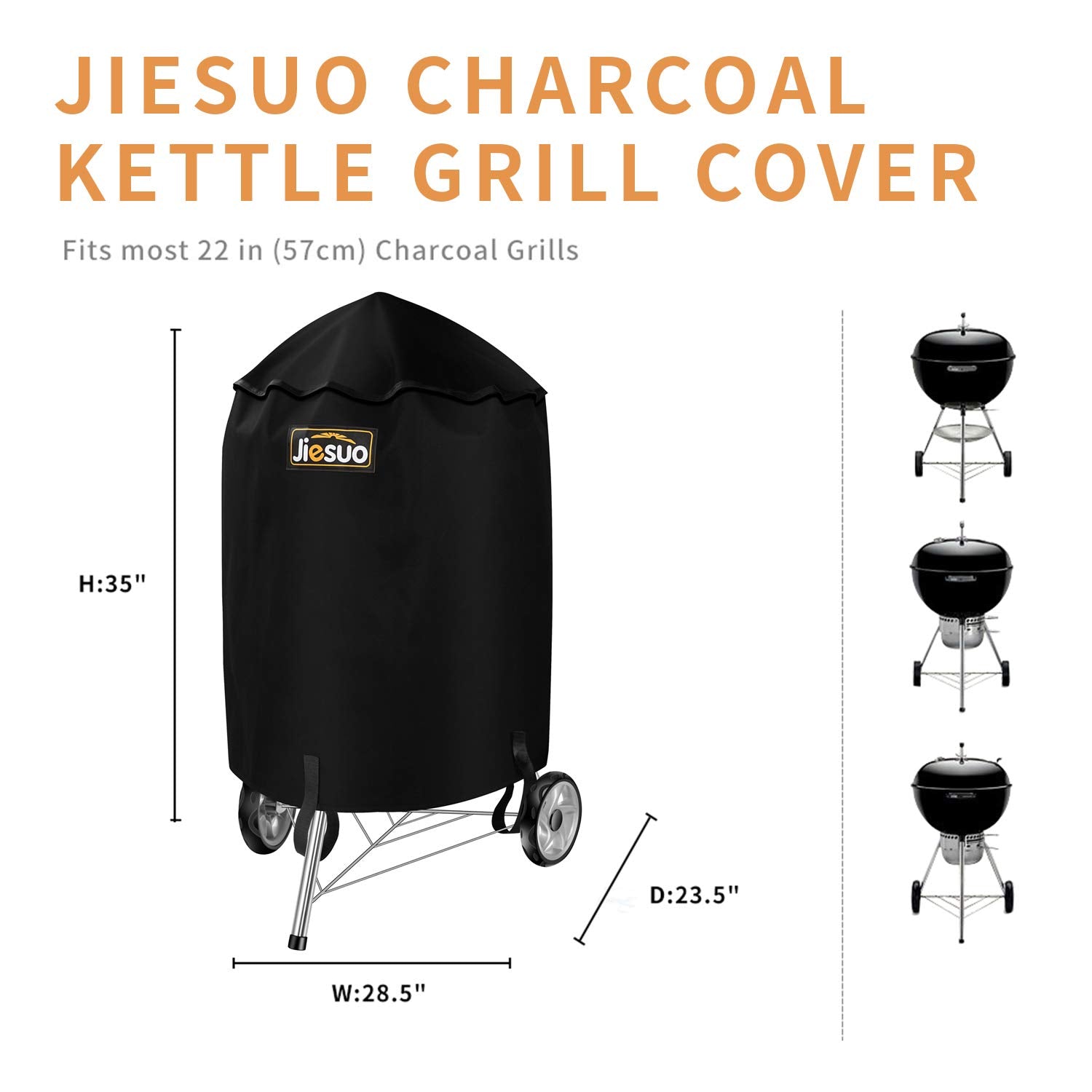 BBQ Cover for Weber Charcoal Kettle, 22 Inch BBQ Grill Cover, Heavy Duty Waterproof Grill Covers