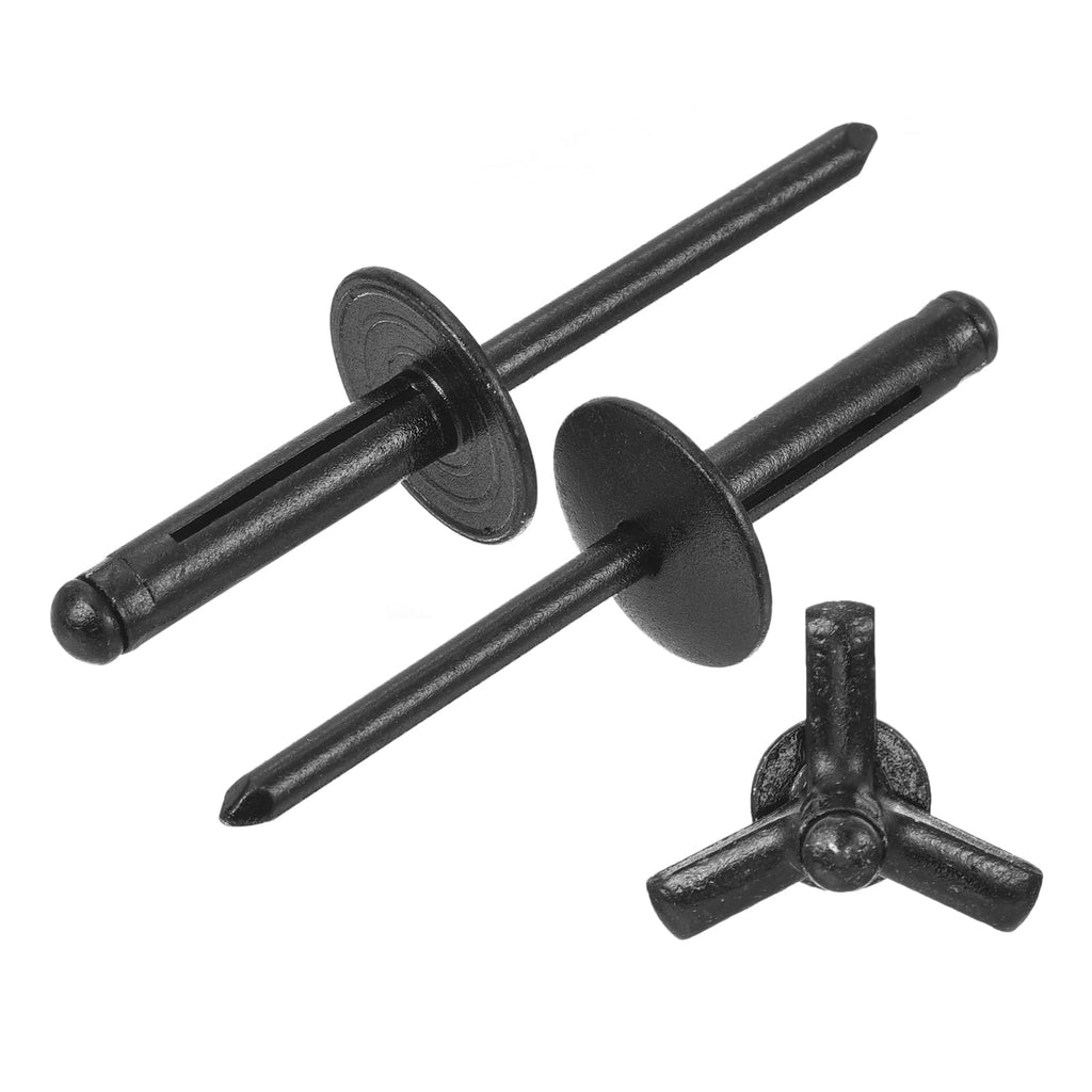uxcell 100Pcs 3/16"x3/4" Aluminum Large Head Tri Grip Rivets, Large Flange Tri Grip Rivets for DIY, Sheet Metal, Automotive Repairs, Furniture, Marine Boat (Black)