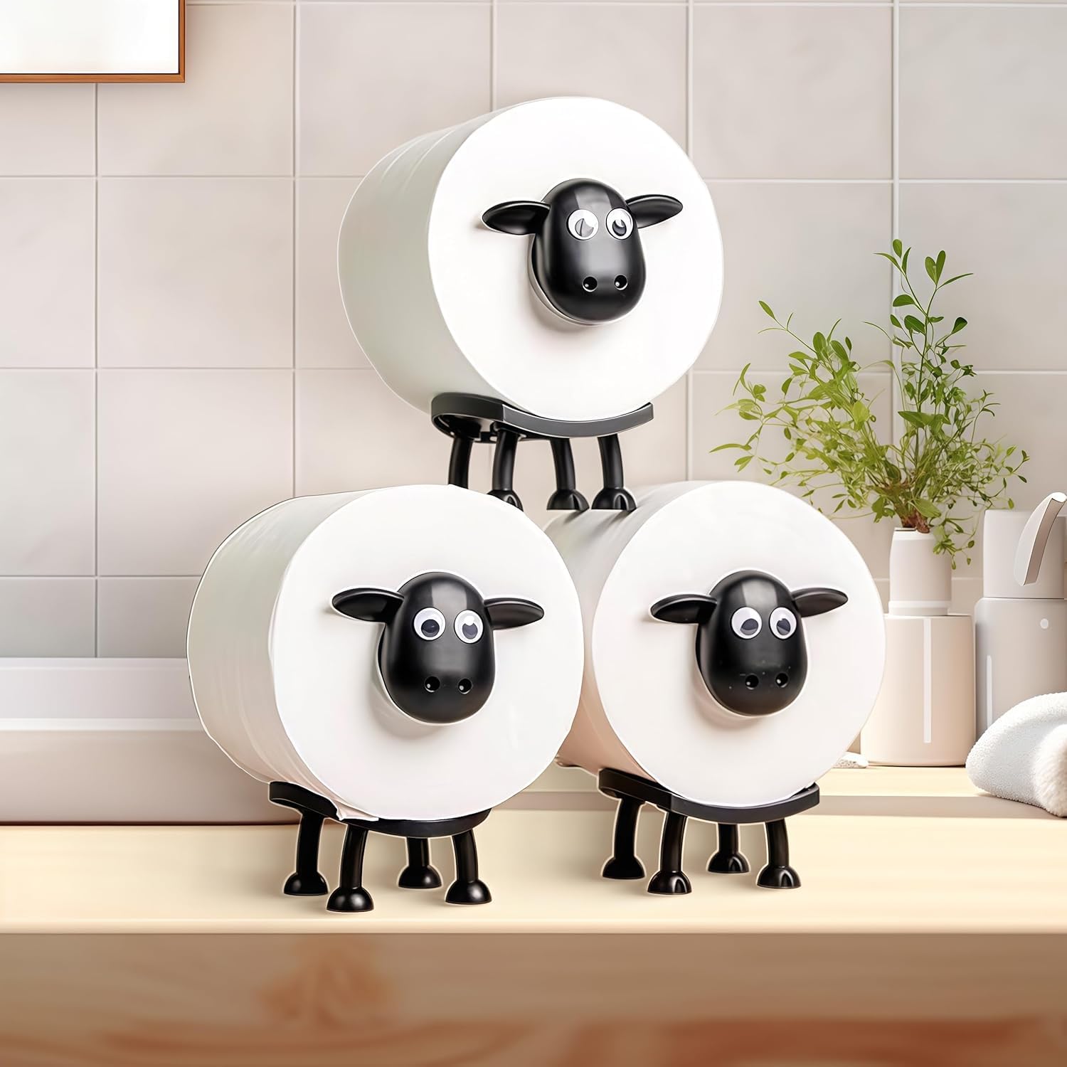 Sheep Toilet Paper Roll Holder, Funny Toilet Paper Holder Free Standing Bathroom Set,3D Printed Black Sheep Loo Roll Holder,Fun Housewarming Gift & Bathroom Decor