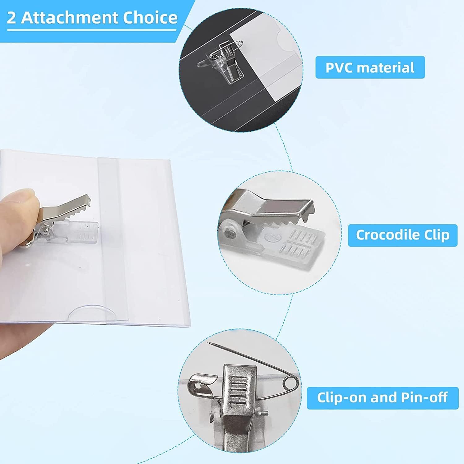100 Pcs Name Tag with Clip and Pin, Horizontal Name Badge Holders Clear Soft Name Holders Transparent ID Card Plastic Name Tag Holders with Clip and Pin Inserts Fit Card Size 3.54 x 2.2 Inch