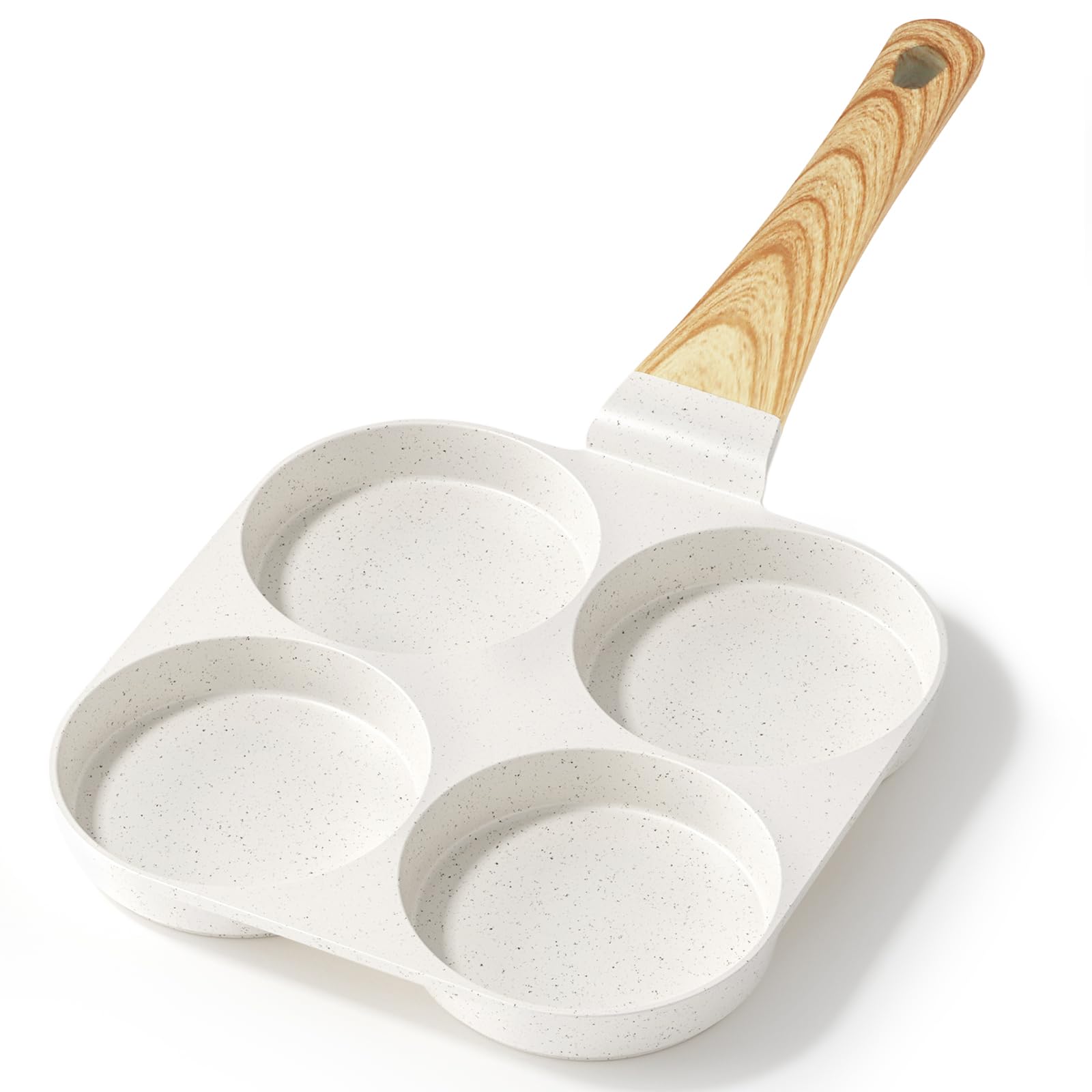 GiPP Nonstick Egg Frying Pan, 4-Cup Granite Non Stick Omelette Pan Skillet for Breakfast, Pancake Pan with Heat-Resistant Handle, Compatible with All Stovetops, Easy to Clean, PFOA Free, White