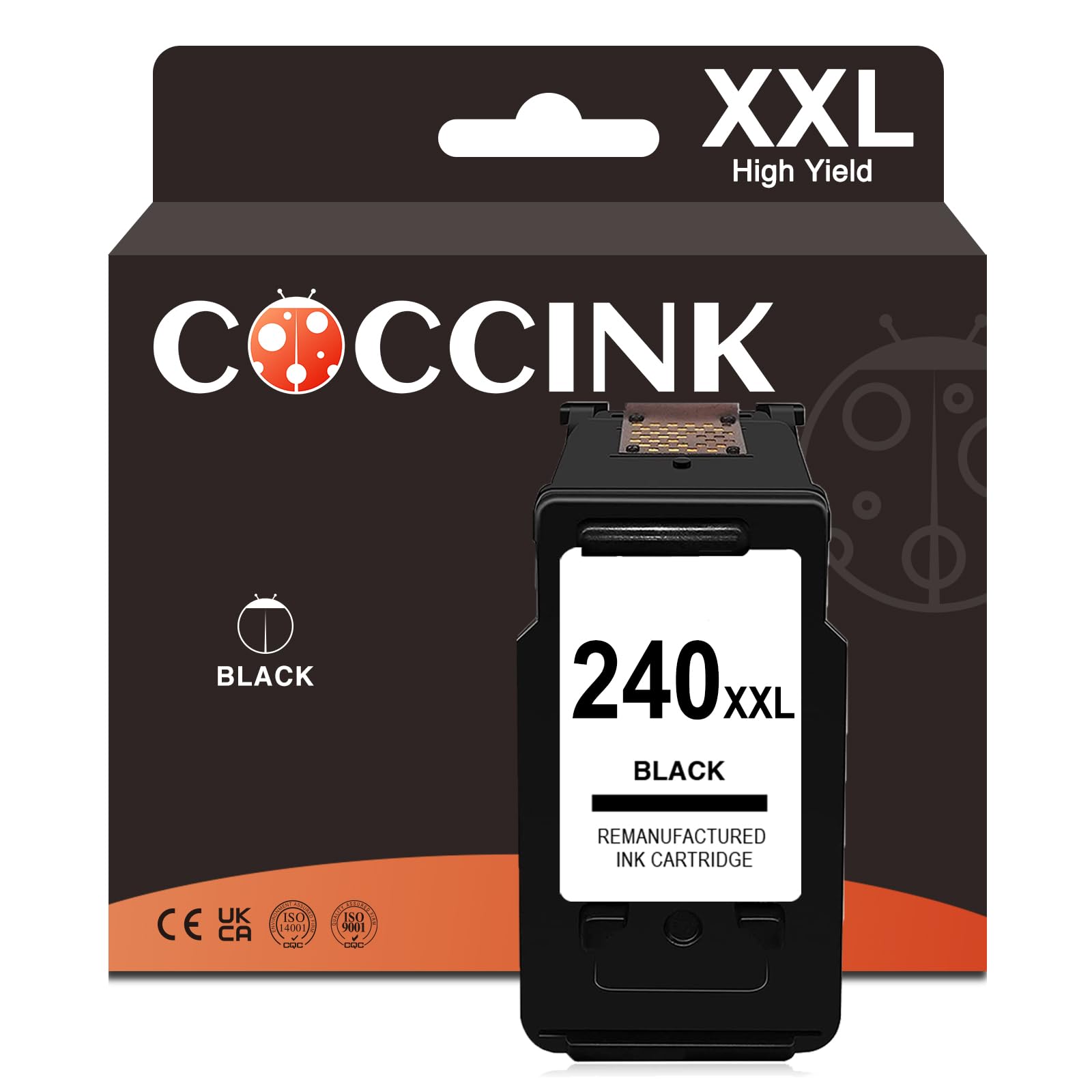 COCCINK 240XXL Black Ink Cartridge for Canon PG 240 XL PIXMA MG3600 MG3620 MG3520 MG3522 MG3500 MG2220 MG2120 MX472 MX452 MX470 MX459 MX432 TS5120 Printer for Canon 240XL Black Ink (1 Black)