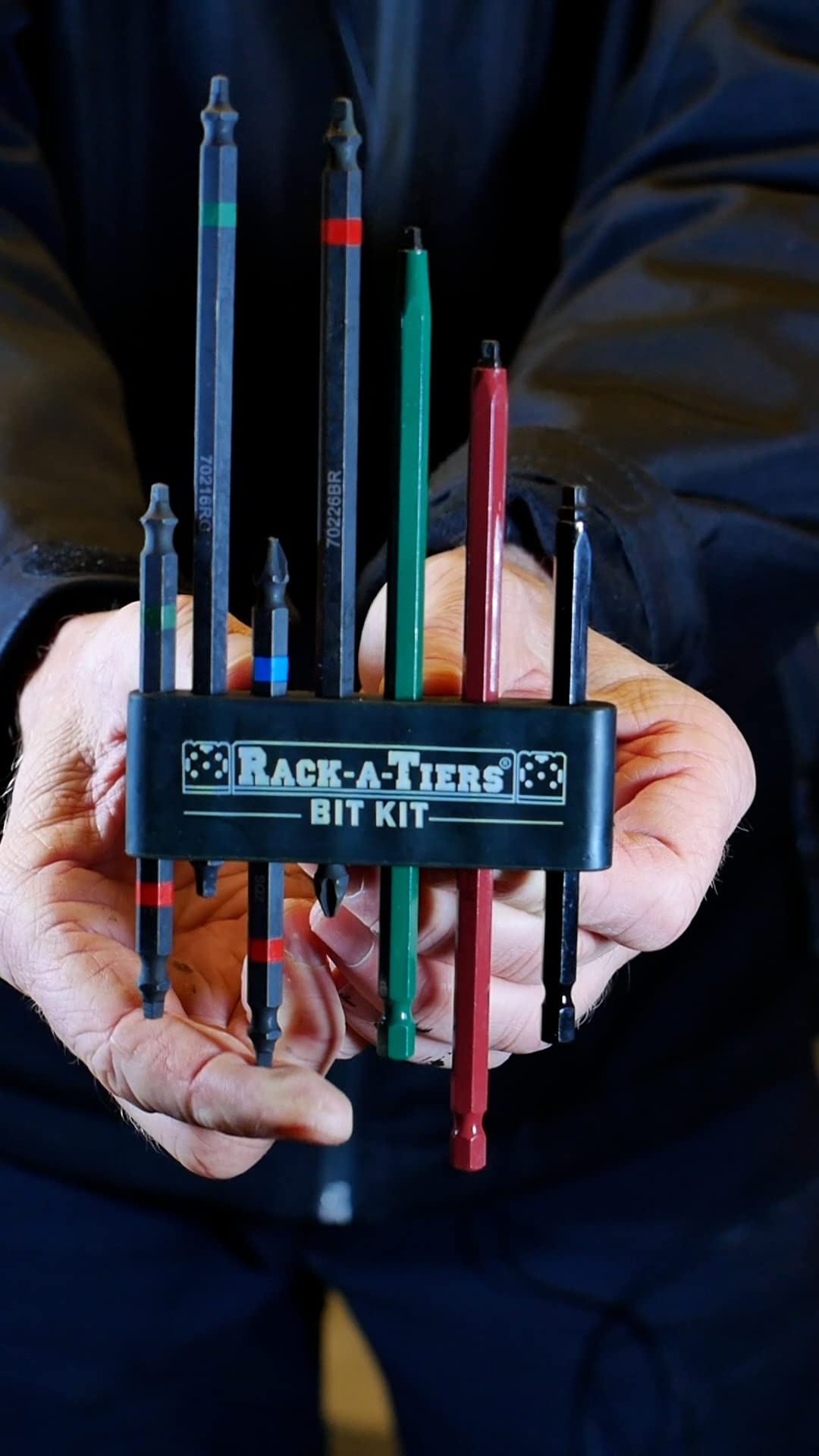Rack-A-Tiers Rough-in Bit Kit - 7 Piece Electrician's Robertson Driver Bit Set, Double Ended Impact Driver bits, 4 inch and 6 inch (Rough-in Kit) (72711)