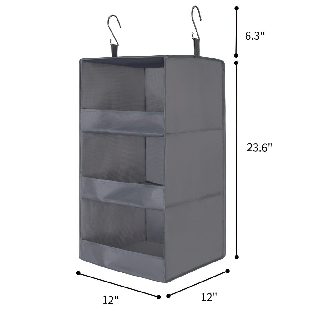 GRANNY SAYS 3-Shelf Closet Hanging Organizers, Pack of 2 Hanging Storage Shelves, Garde Robe Organisation, Foldable Hanging Closet Storage Organizer, Short Hanging Shelf Organizers for Closet, Grey