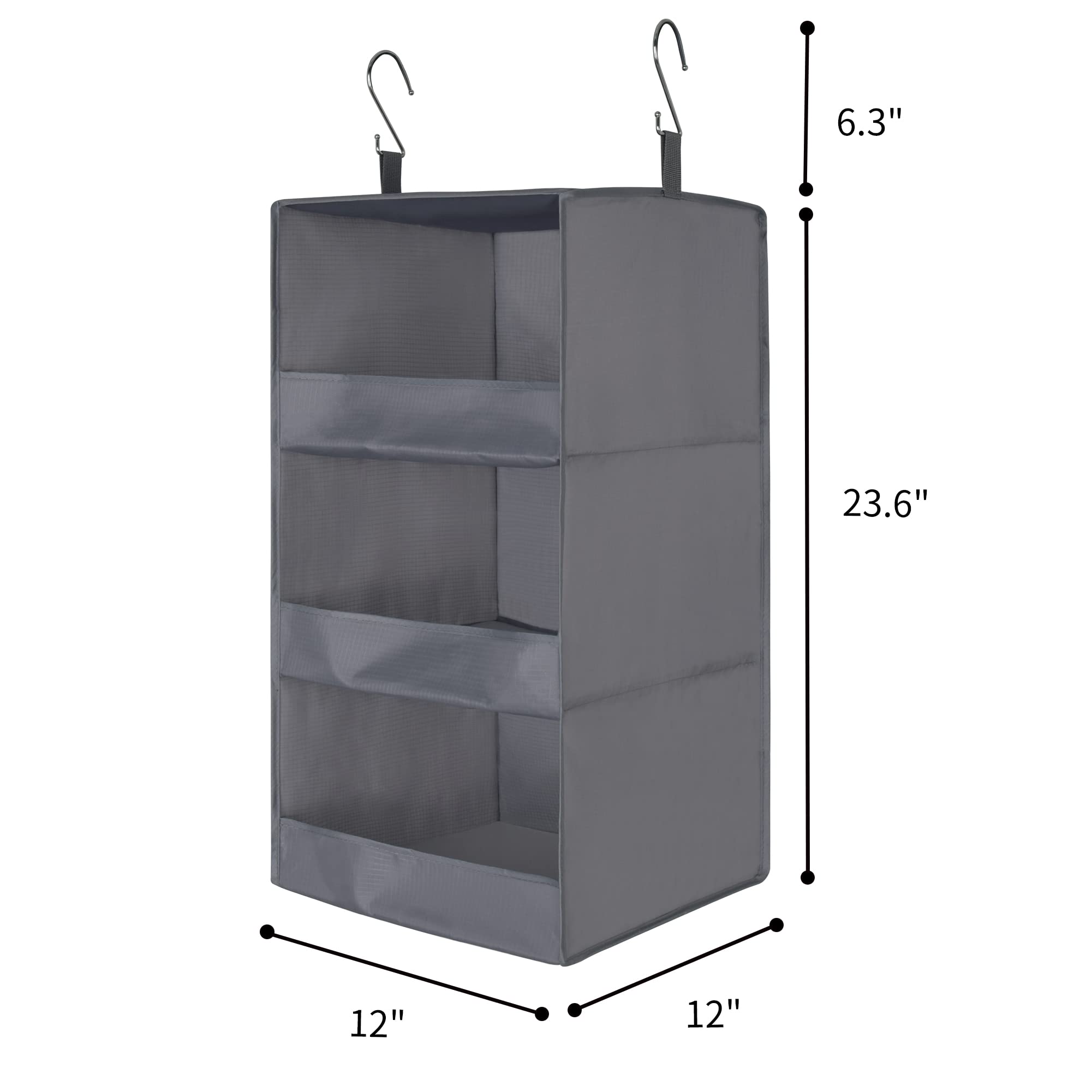GRANNY SAYS 3-Shelf Closet Hanging Organizers, Pack of 2 Hanging Storage Shelves, Garde Robe Organisation, Foldable Hanging Closet Storage Organizer, Short Hanging Shelf Organizers for Closet, Grey