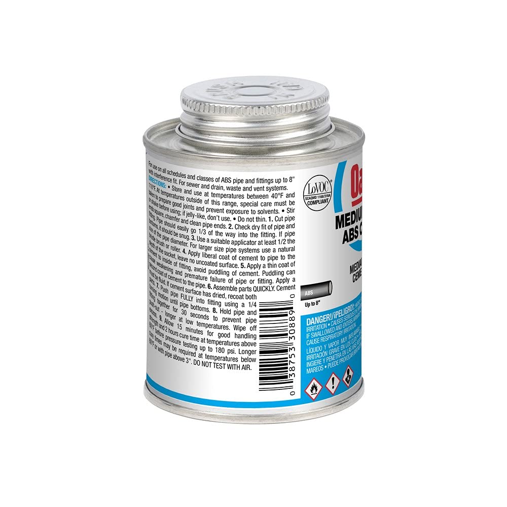Oatey 30889 ABS Medium Cement, Black, 8-Ounce