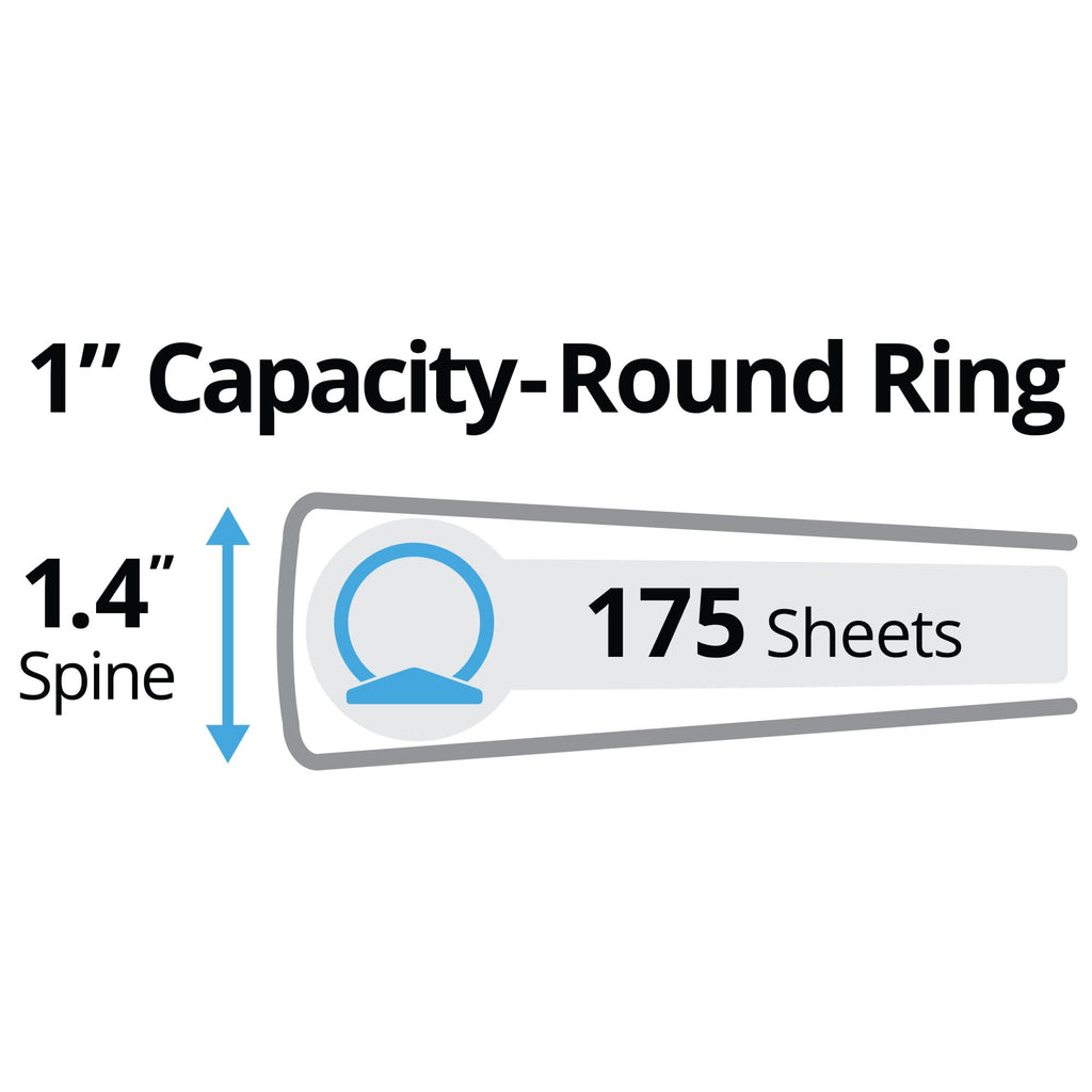 AVERY Legal Sized Binder, 1" Round Rings, Black, 2 Pockets, 175 Sheet Capacity (06400)
