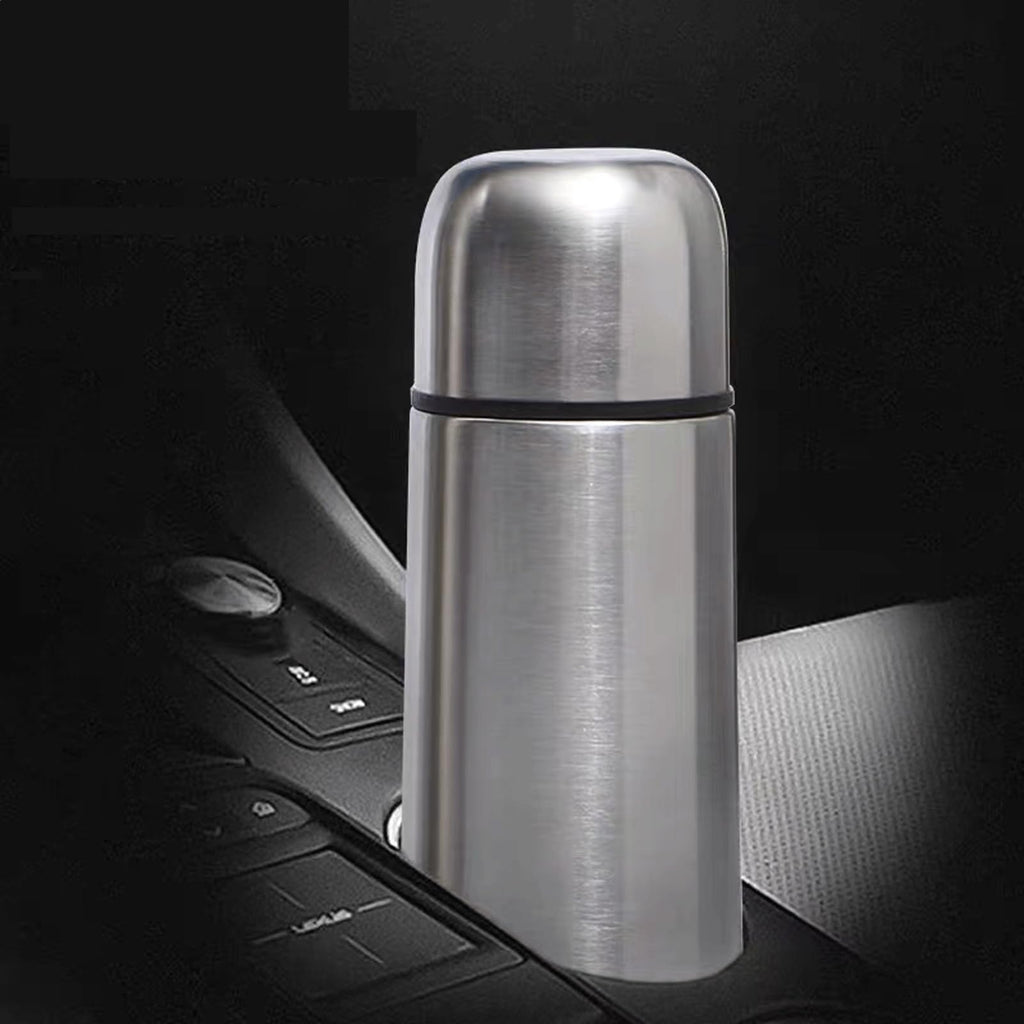 Stainless Steel Thermal Bottle for Hot and Cold Drinks Travel Coffee Mug with Cup Water Flask Vacuum Insulated Tumbler 17 oz/500ml （Silver）