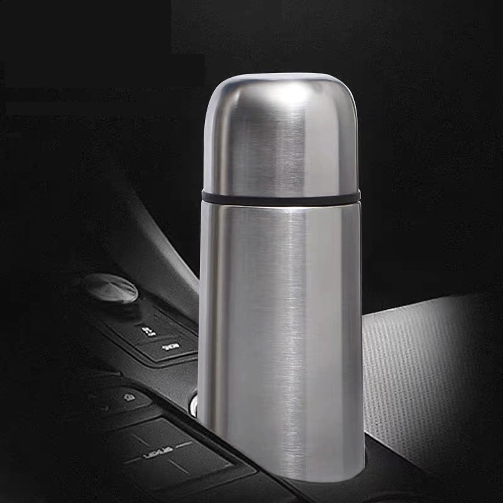 Stainless Steel Thermal Bottle for Hot and Cold Drinks Travel Coffee Mug with Cup Water Flask Vacuum Insulated Tumbler 17 oz/500ml （Silver）