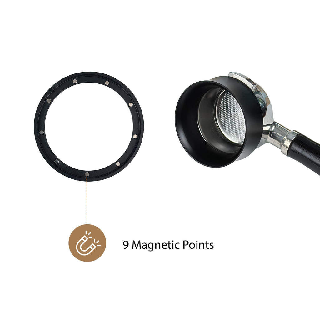 MiiCoffee 58mm Magnetic Aluminum Dosing Funnel - Espresso Coffee Dosing Ring - with 9 Magnetized Steel Compatible with 58mm Portafilter (Tall)