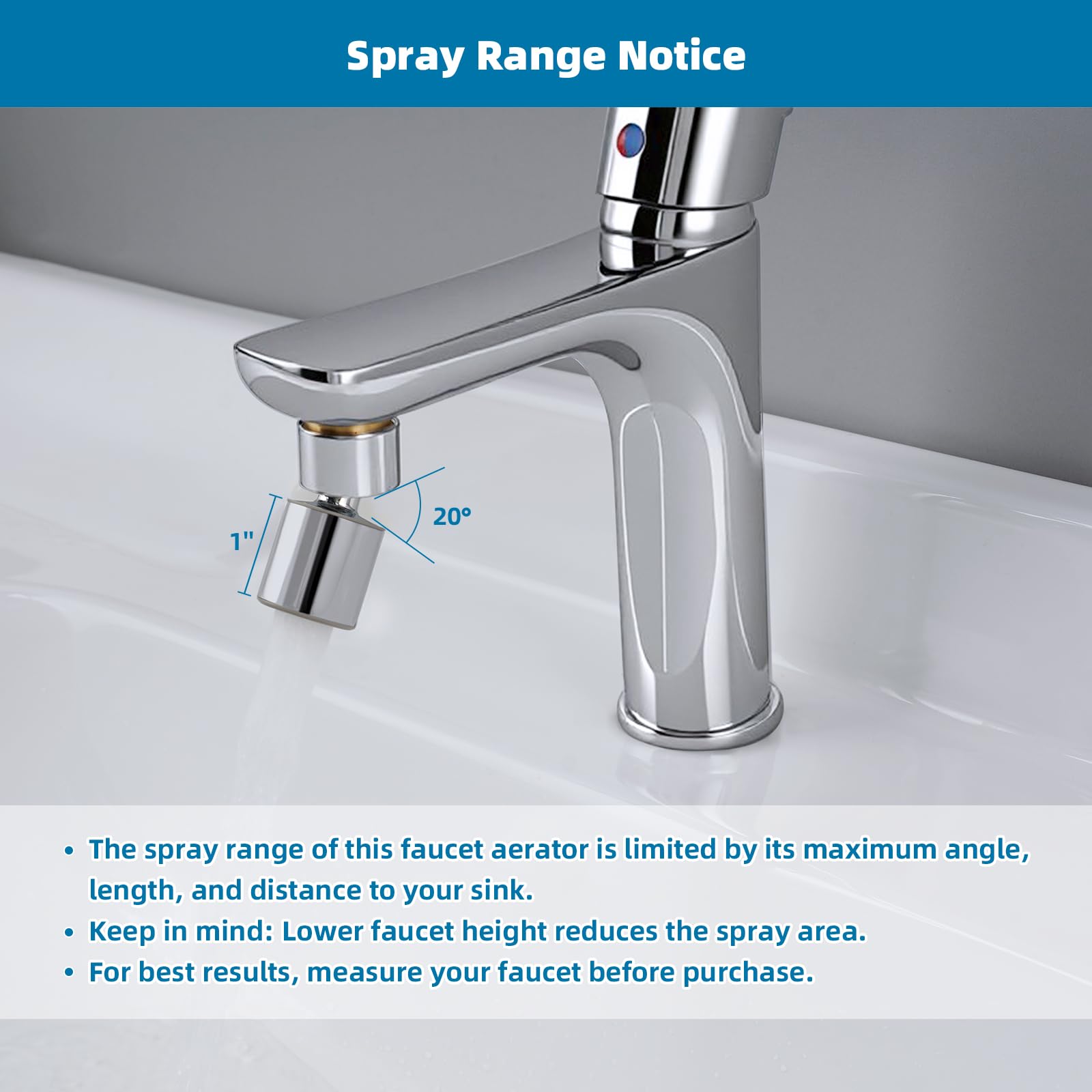 Hibbent NSF/ANSI/CAN 61 Certified Faucet Aerator, CUPC Certification 360° Twist Kitchen Sink Aerator, Dual-Function Sink Sprayer Attachment, Faucet Replacement Part 55/64'' Female Thread, Chrome