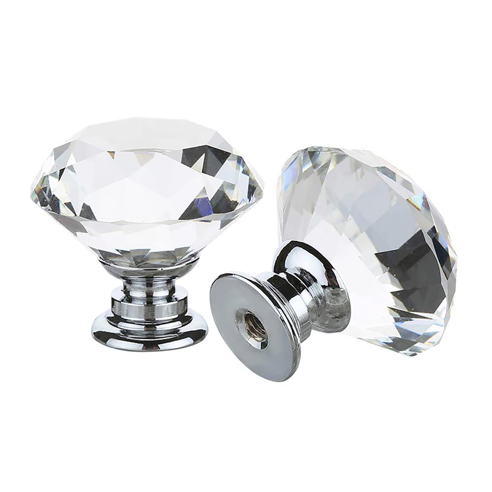 Nicunom 30 Pack Cabinet Knobs Crystal, 30 mm Glass Drawer Pulls Diamond Shape Dresser Knobs with Screws for Kitchen, Bathroom Cabinet, Dresser and Cupboard