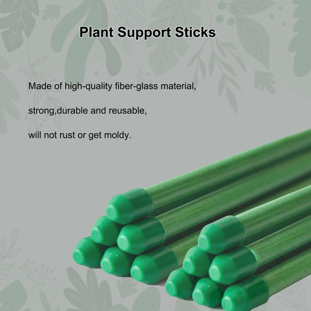 165Pcs Adjustable Plant Stakes, 30Sets Garden Plant Support Sticks, 30Pcs Fiberglass Plant Pole Stand, 60Pcs Rings, 60Pcs Clips, 15Pcs Connectors for Potted Plant Flower Tomato Orchid Vegetable