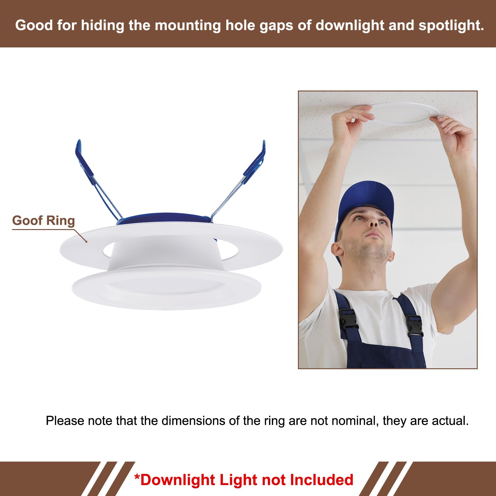 Awclub White Goof Trim Ring for 4 Inch Recessed Cans Downlights for Ceiling Light Fixtures, 4 Pack 4.3-Inch Inner Diameter, 6.7-Inch Outer Diameter, Steel Construction