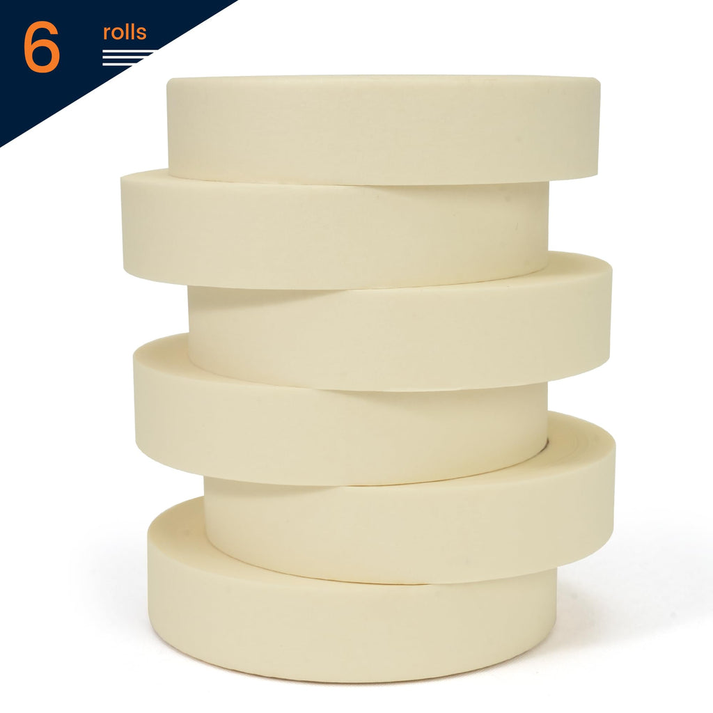 TAPEBEAR General Purpose Masking Tape 1 Inch, 25mm x 55m, Beige White Painters Tape for Painting, Labeling, DIY Arts Crafts, Home Office School Projects, 6 Rolls