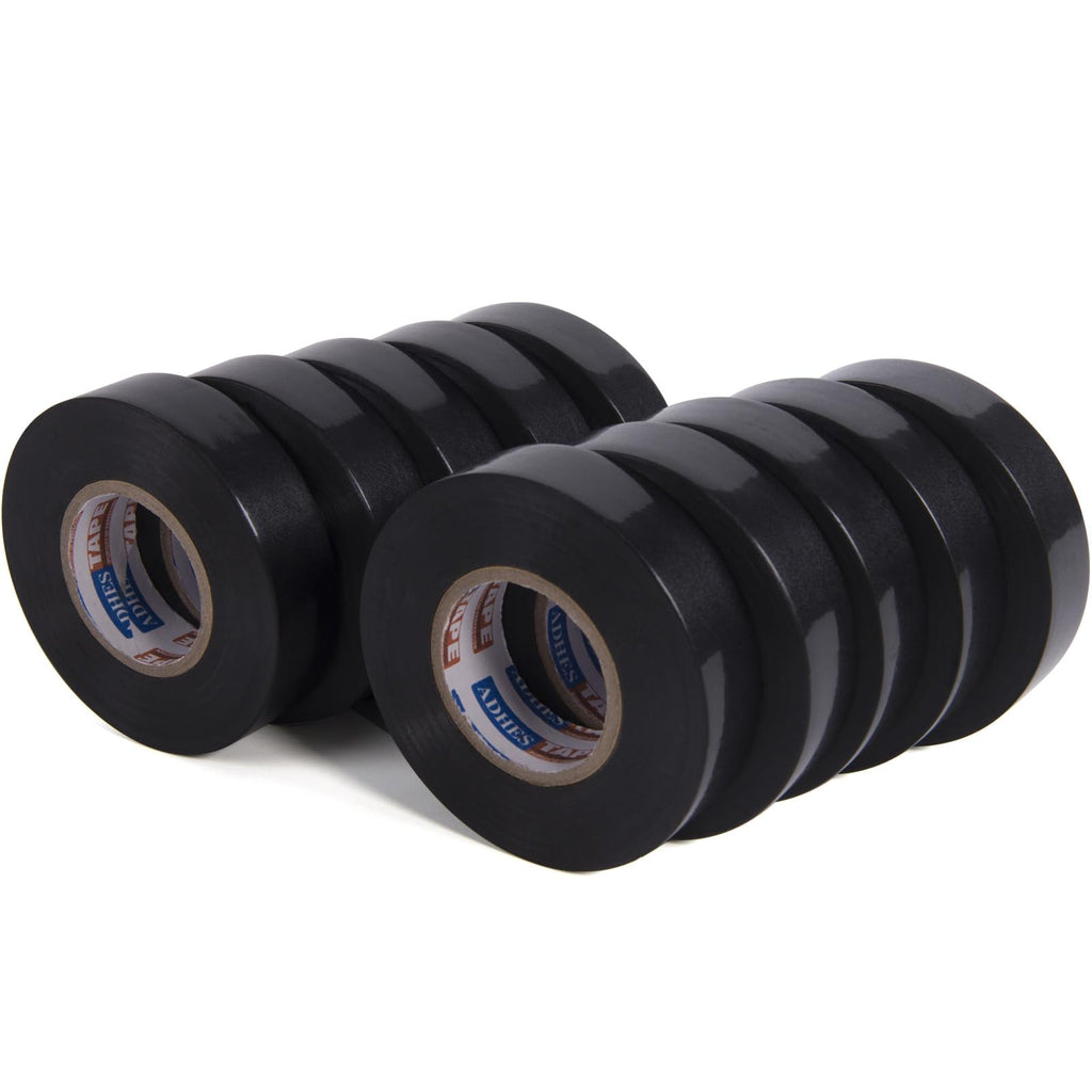 ADHES Professional Electrical Tape Black, 10 Pack, 0.75 inch x 65.6 feet, Waterproof & Weather Resistant Electric Tape Ideal for Contractors & Electricians, Indoor&Outdoor