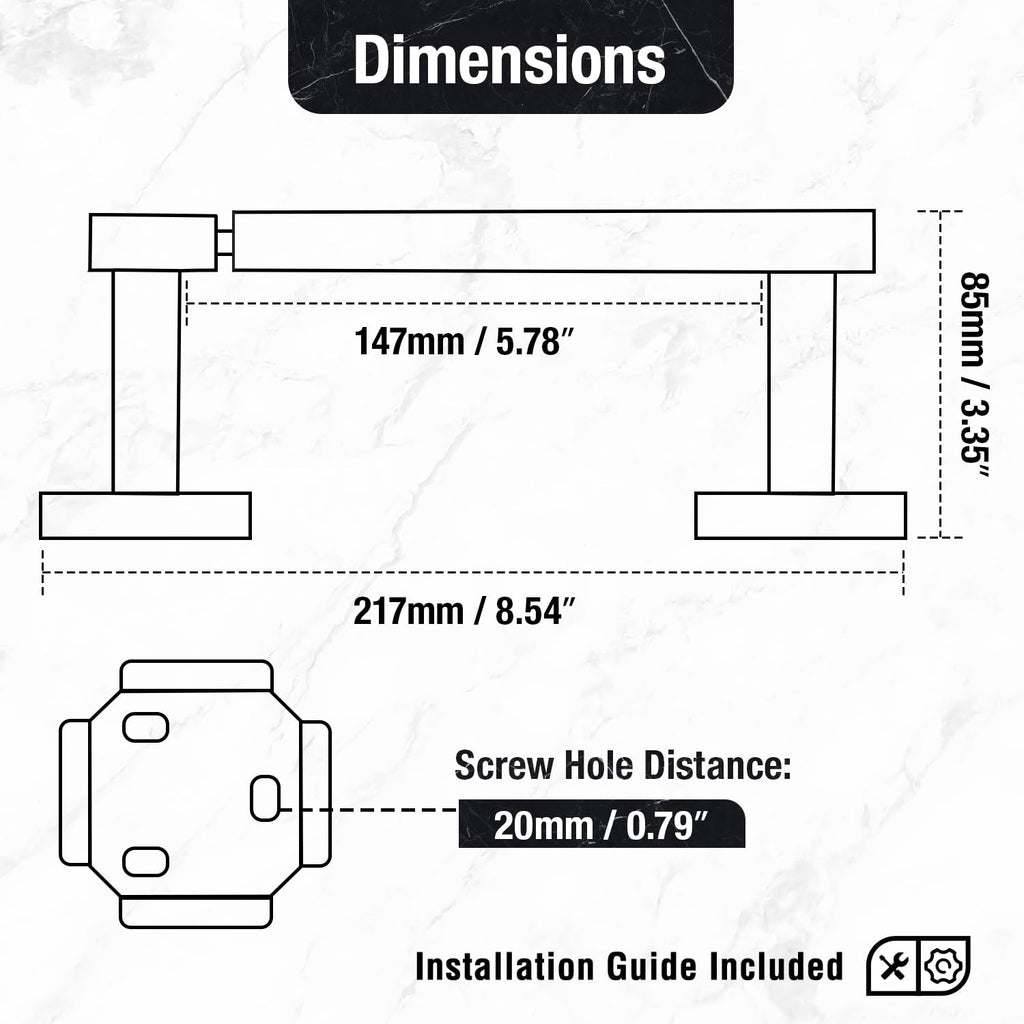 HITSLAM Brushed Nickel Toilet Paper Holder, SUS304 Stainless Steel Toilet Paper Roll Holder Wall Mounted, Double Post Pivoting Square Bathroom Tissue Holder Use for Washroom Kitchen