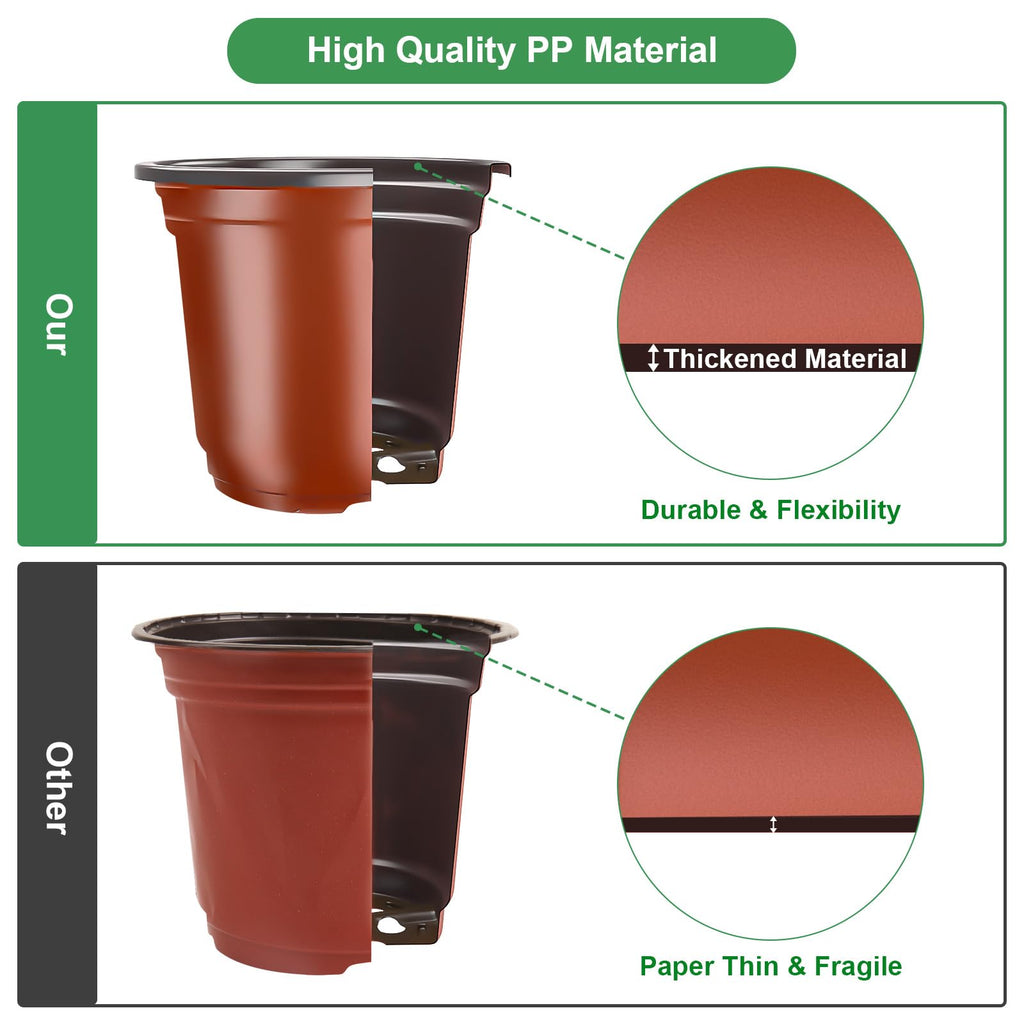 Nursery Pots, PEYOU 100 Pack 4" Plastic Plant Pots, Plant Flower Seedling Pots, Reusable Seed Starting Pots for Seedlings Transplanting Small Plants Growing