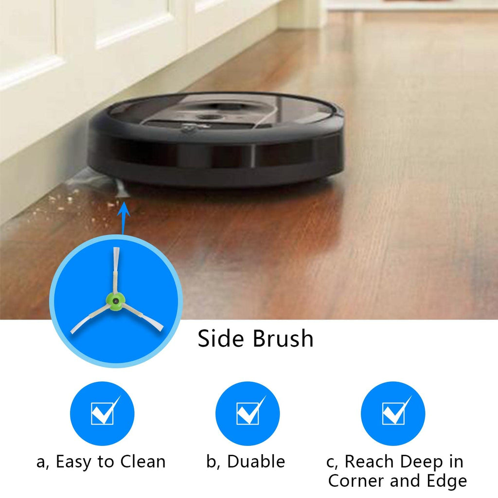 Amyehouse Replacement Parts Kit for iRobot Roomba i1+ i4+ i7+ i8+ i6+ i3+ J5 J7+ J8+ J6+ J9+ Plus Vacuum,2 Rubber Brushes & 10 HEPA Filters & 10 Side Brushes & 5 Dirt Disposal Bags