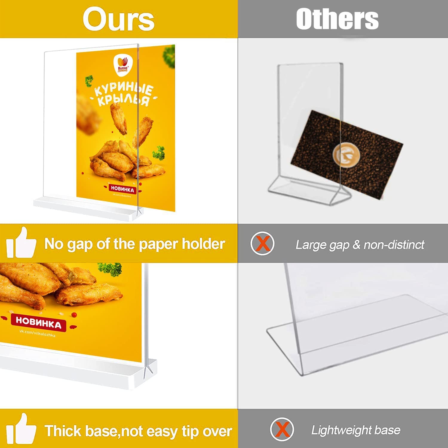 JIMITOP Acrylic Sign Holder 8.5 x 11 Clear Display Stand,Menu ad Frame Letter Size for Restaurants Table, Promotions, Photo Frames,Meetings (6 pack)