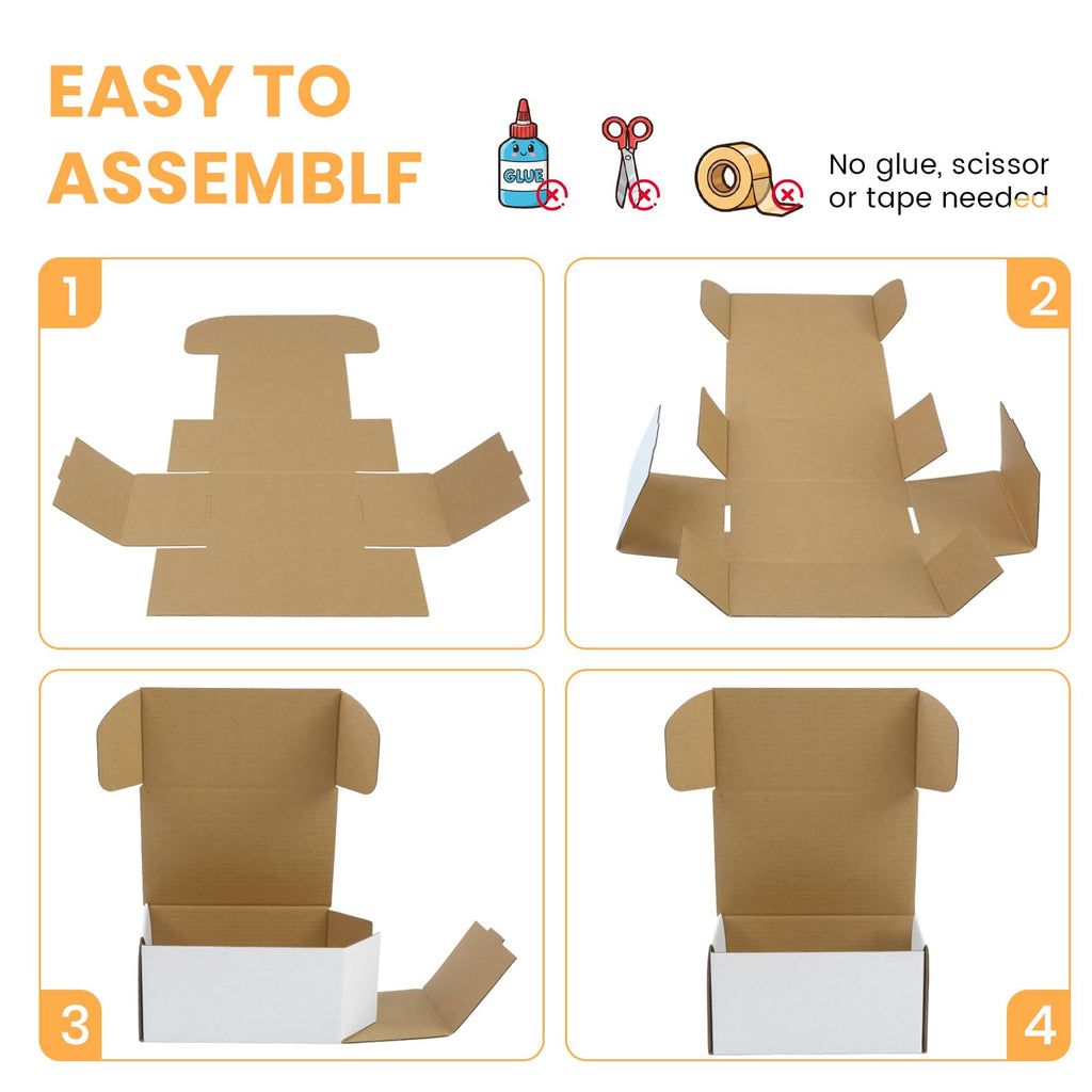 Moukiween 12 Pack 6x4x3 Inch White Corrugated Small Cardboard Boxes for Shipping, Mailer Gift Packing, DIY Crafts Packing