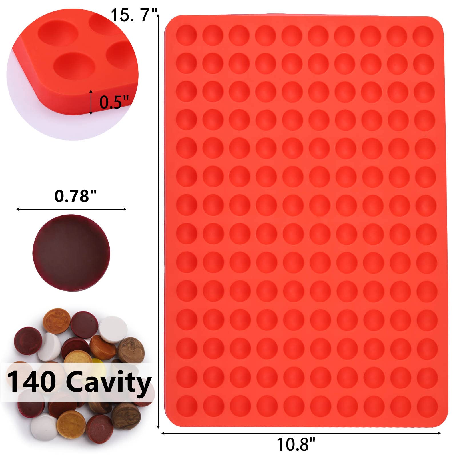2 Pcs Small Silicone Molds, 140 Cavity Semi Sphere Molds for Chocolate, Baking, Homemade Candy, Wax Melts Beads, Ice Balls, DIY Dog Training Treats