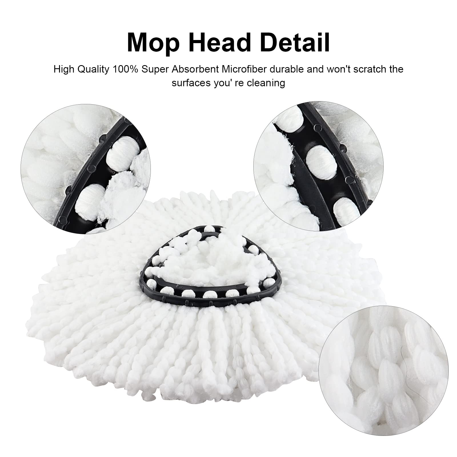 Easywring Spin Mop Refills for Vileda: Replacement Mop Head Fit for Vileda Triangle Wringing Bucket System - Washable & Reusable Rotating Microfiber Pads fit All Floor