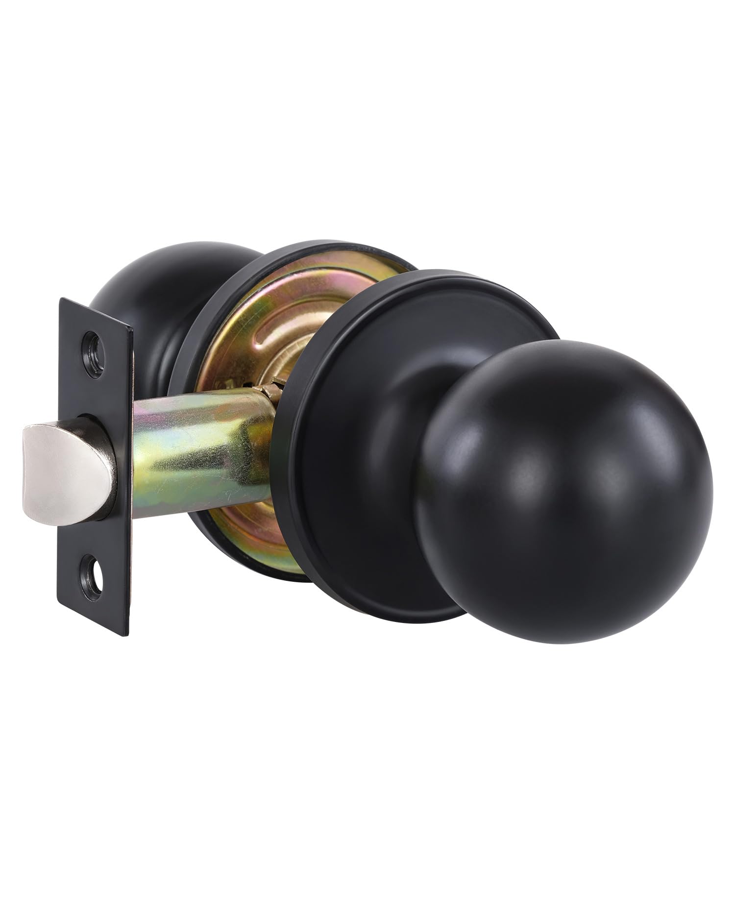 Matte Black Passage Keyless Door Knobs for Closet/Hall/Conference Room, Round Ball Interior Door Locks by Lanwandeng