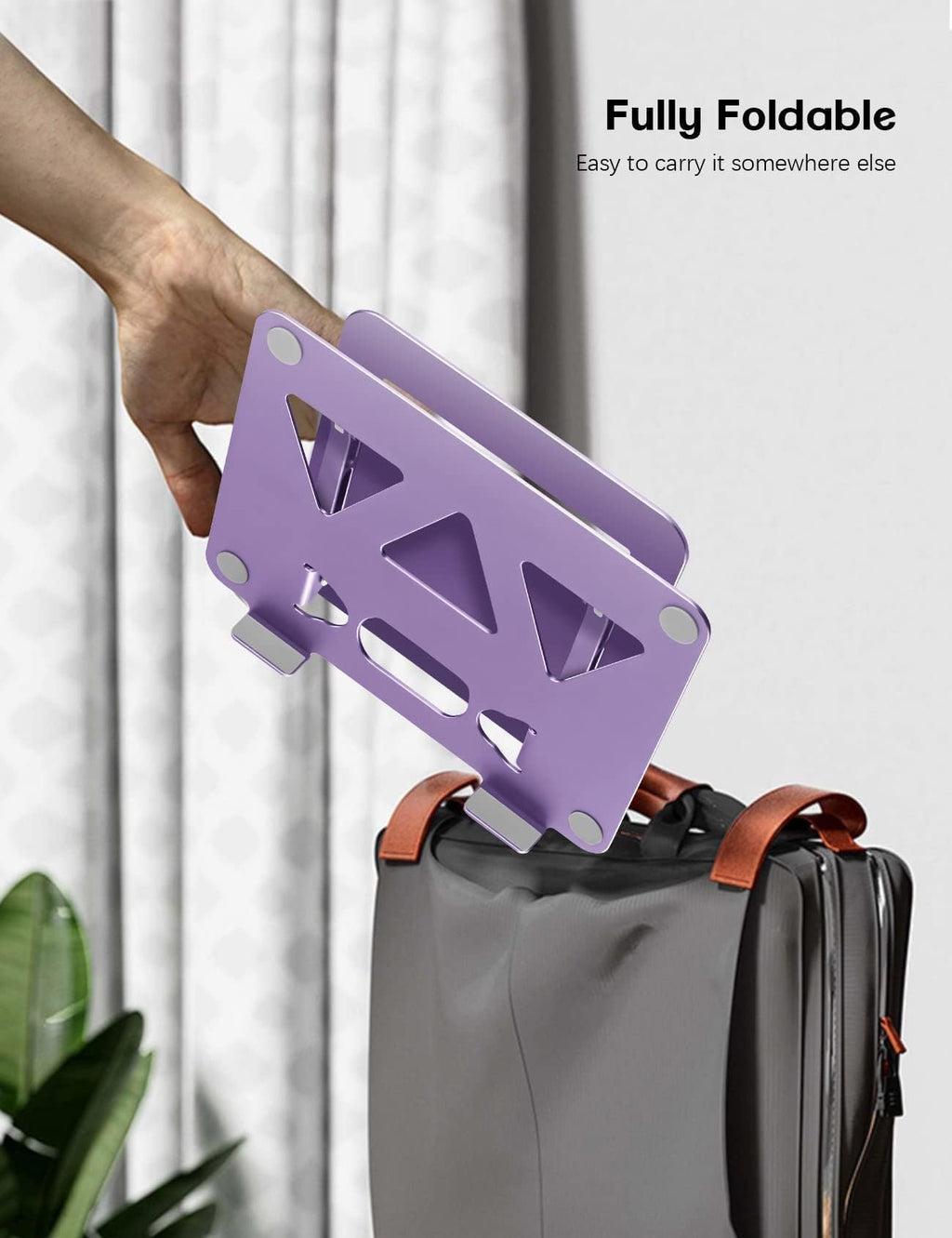 Aoviho Adjustable Laptop Stand for Desk,Portable Laptop Stand Holder and Riser,Foldable Aluminum Notebook Computer Stands for MacBook Air Pro HP Lenovo Dell Samsung Chromebook, 10-15.6 inch (Purple)