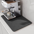 LIMNUO Coffee Mat Hide Stain Rubber, Coffee Maker Mat for Countertops, Backed Absorbent Dish Drying Mat for Kitchen Counter (Grey, 12"x16")