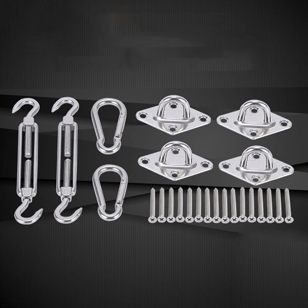 44pcs Sun Shade Sail Hardware Kit for Triangle Square Rectangle Sun Shade Sails Installation, M6 Stainless Steel Sun Shade Sail Kit for Garden Lawn Patio, Anti-Rust