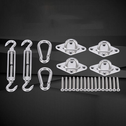 44pcs Sun Shade Sail Hardware Kit for Triangle Square Rectangle Sun Shade Sails Installation, M6 Stainless Steel Sun Shade Sail Kit for Garden Lawn Patio, Anti-Rust