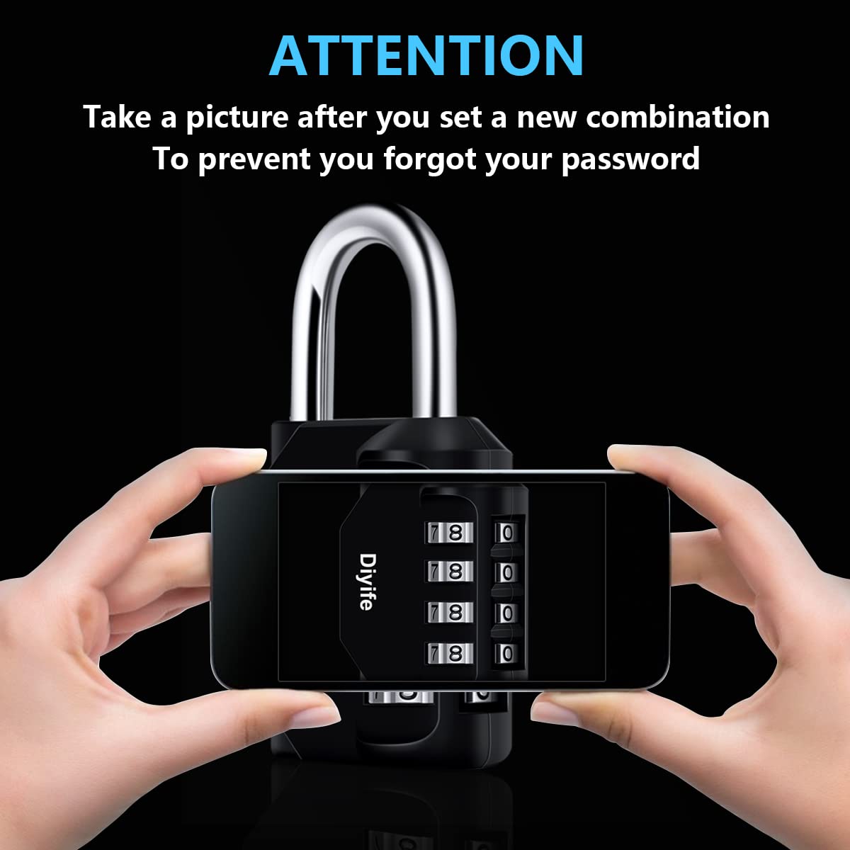 Combination Padlock, [4 Pack] Diyife 4 Digit Locker Lock Weatherproof Lock Outdoor Combination Lock for School Gym Locker,Toolbox, Fence, Gate, Hasp, Cabinet(Black)
