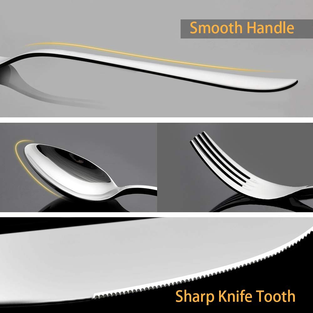 Flatware Set, 20-Piece Elegant Silverware Cutlery Set, Stainless Steel Utensils Service for 4, Include Knife/Fork/Spoon, Mirror Polished, Dishwasher Safe