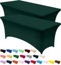 Utopia Kitchen Spandex Tablecloth 2 Pack [6FT, Hunter Green] Tight, Fitted, Washable and Wrinkle Resistant Stretch Rectangular Patio Table Cover for Event, Wedding & Parties [72Lx30Wx30H Inch]