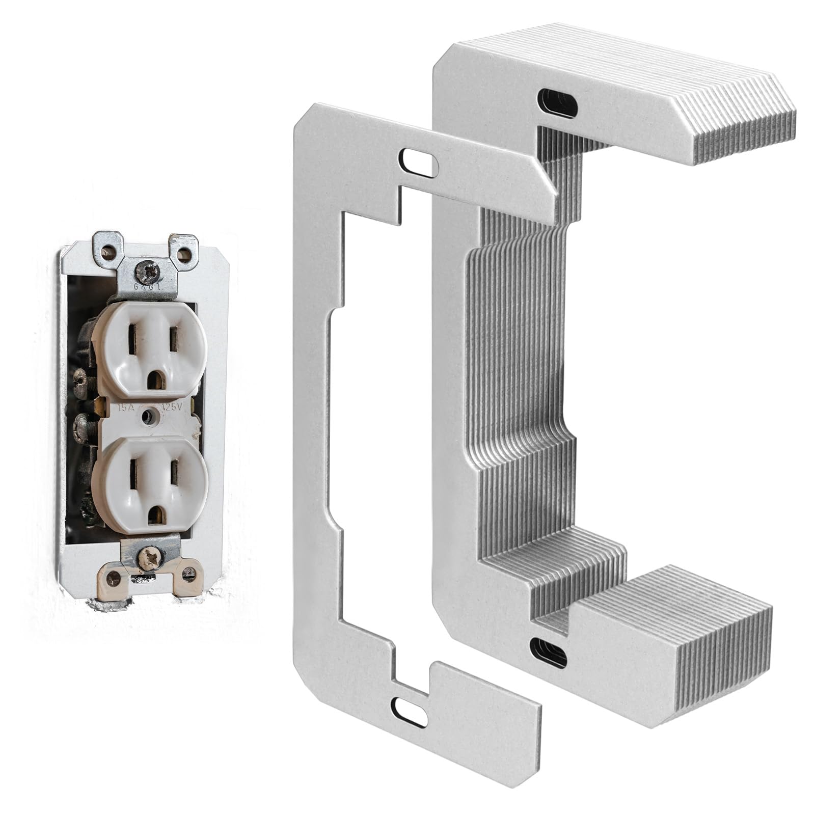 Mixiflor Wall Plate Spacer, 20 Pcs Metal Electric Receptacle Outlet Spacers, Flush Fit Device Leveling Plates for Fixing Walls Electrical Outlet Electrical Boxes Outlet Shims