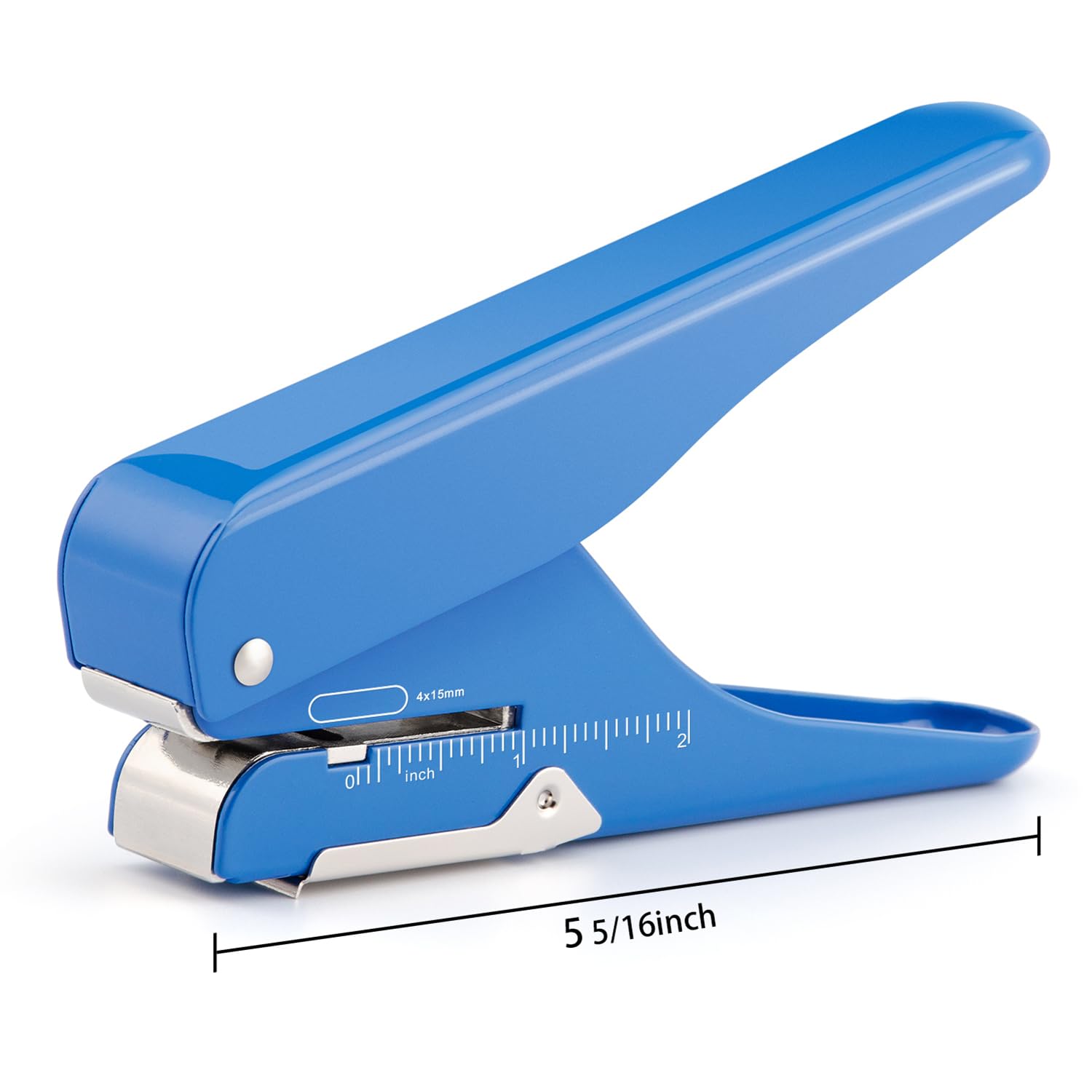 IMLIKE Handheld Badge Slot Hole Punch: Metal Card Punch with Garbage Collector, 19/32" x 5/32" Hole, Blue, Modern Style