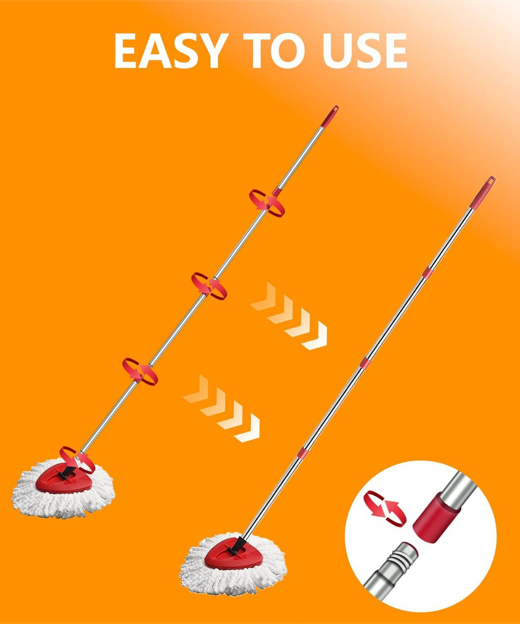 4 Pcs Spin Mop Heads Replacements For Vileda,Spin Mop Replacement Head Set with Base and 30" to 58" Mop Handle,Mop Head Replace,Mop Refills Machine Washable& Easy-to-Replace