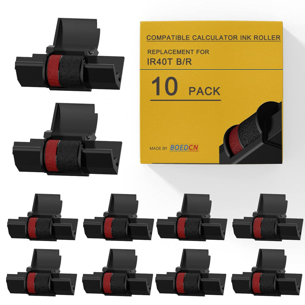 BOEDCN 10 Pack Compatible IR40t Calculator Ink Roller Replacement for Casio hr-100tm Ink Ribbon Compatible with Casio HR-100TM HR-150TM HR-170RC Canon P23-dhv Sharp EL-1801V, Individually Sealed, B/R