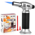 Butane Torch, Professional Culinary Torch Lighter, Blow Torch Refillable Portable, Kitchen Torch with Safety Lock and Adjustable Flame for Desserts BBQ Baking Camping (Butane Gas not Included)