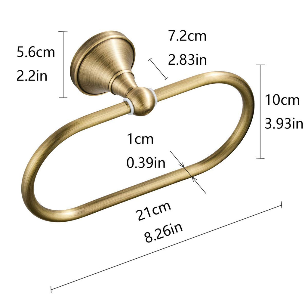 Flybath Oval Towel Ring Antique Brass Hanger Hand Towel Holder for Bathroom Kitchen Accessories Wall Mounted, Brushed Bronze