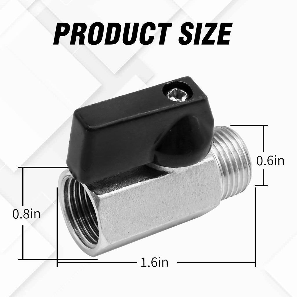 SYOWADA Brass Mini Ball Valve, 1/2” NPT Female x 1/2” NPT Male Shut-Off Valve 2Pcs