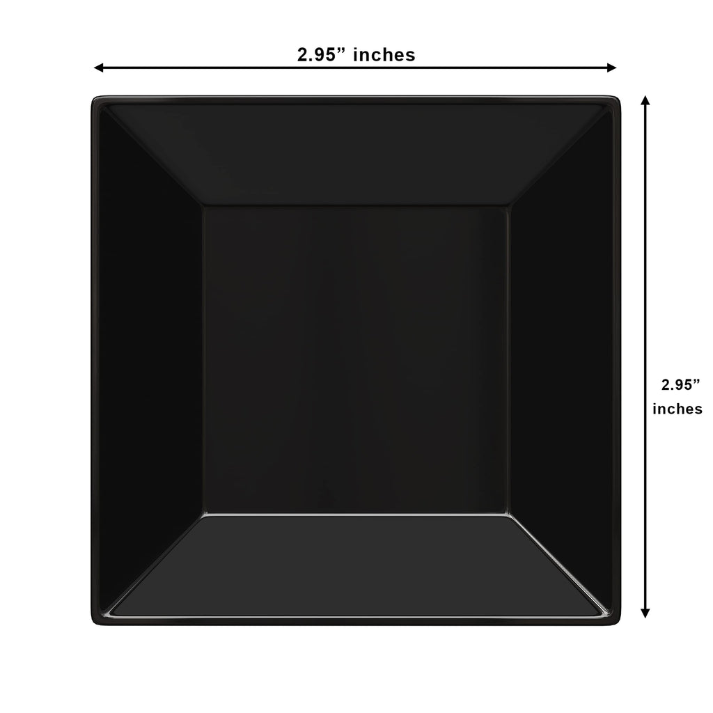 Exquisite Plastic Mini Square Appetizer Plates - 100 Ct Square plastic Dessert Plates - 2.95 Inch. x 2.95 Inch. (Black)