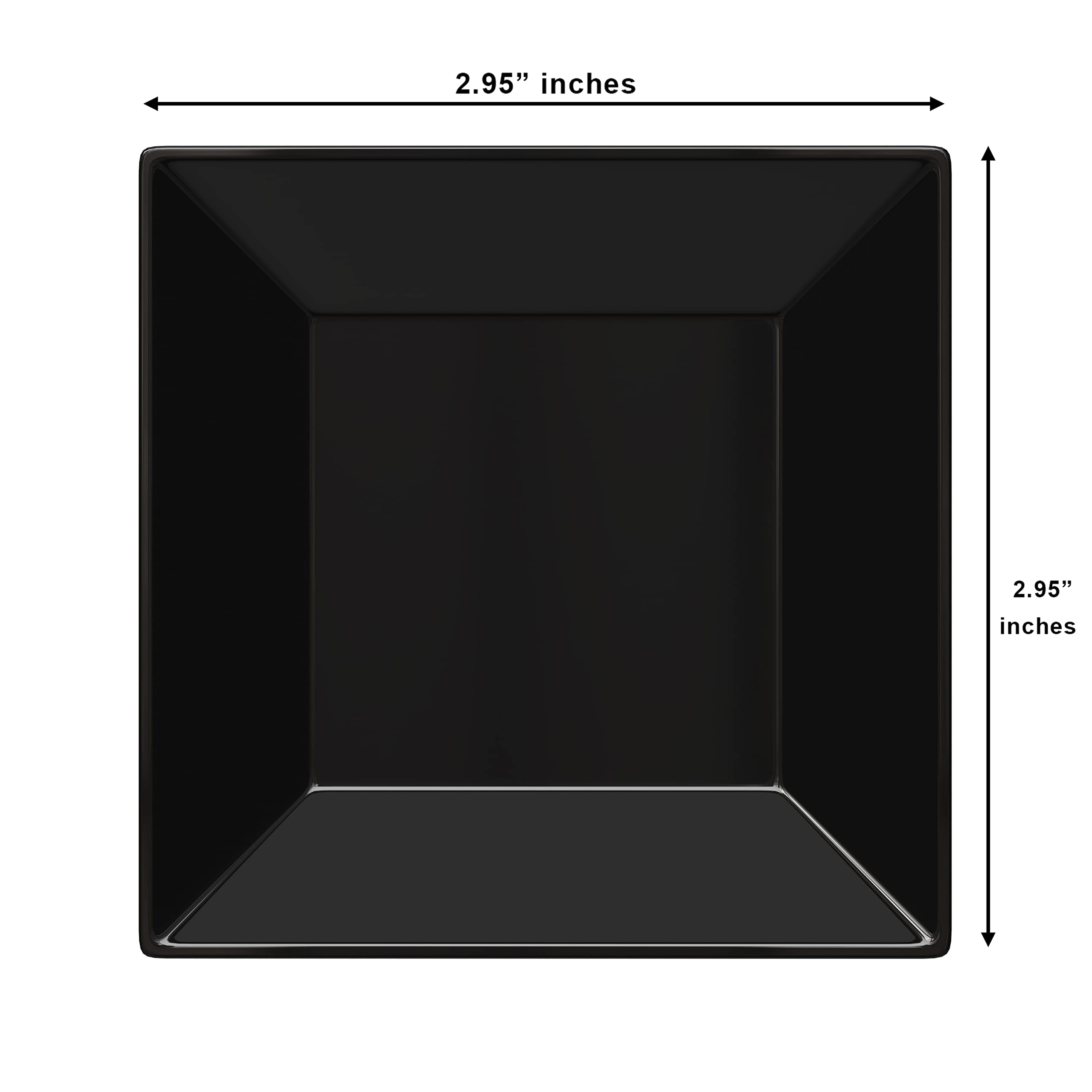 Exquisite Plastic Mini Square Appetizer Plates - 100 Ct Square plastic Dessert Plates - 2.95 Inch. x 2.95 Inch. (Black)
