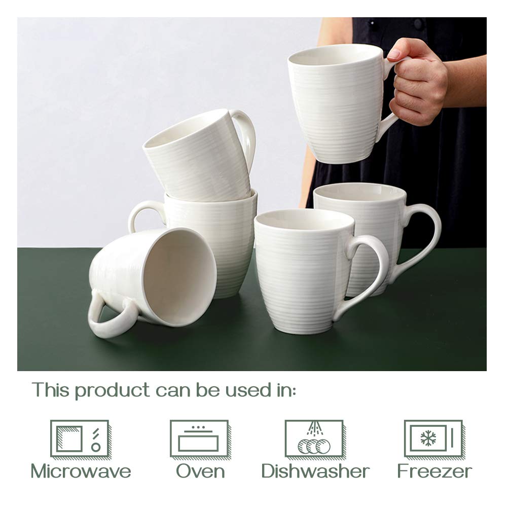 DOWAN Coffee Mugs, Coffee Mugs Set of 6, 17 Oz Ceramic Coffee Cups with Handle, Large Coffee Mug for Coffee Tea, Party, Coffee Mug Ceramic Set, Mug Sets, White